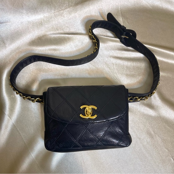 CHANEL Handbags - 💕SOLD💕Chanel black quilted leather vintage belt bag bum bag